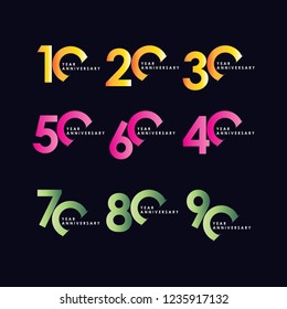 Year Anniversary Set Vector Template Design Illustration