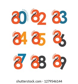 Year Anniversary Set Vector Template Design Illustration