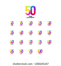 Year Anniversary Set Vector Template Design Illustration