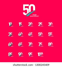 Year Anniversary Set Vector Template Design Illustration