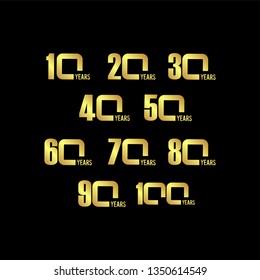 Year Anniversary Set Vector Template Design Illustration