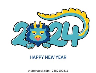 Year of the Blue Dragon Character Illustration.