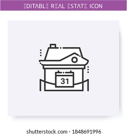 Year built house line icon. New building. Buying a modern, new apartment. Real estate agency, housing business concept. Lease home and housing amenities. Isolated vector illustration. Editable stroke 