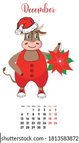 Year of the bull 2021. New year illustration. Vector.