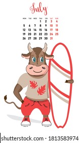 Year of the bull 2021. New year illustration. Vector.