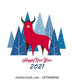 Year of the bull 2021. Vector abstract illustration for the new year. Vector drawings for the year of the bull according to the Eastern Chinese calendar.