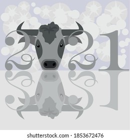 Year of the bull, 2021. Vector stock art 