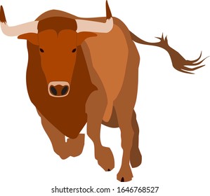 Year of the bull. A running bull. Vector illustration. 