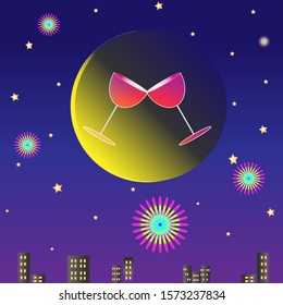 ์New year celebration with moonlight