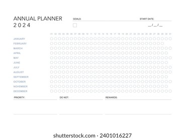 Year challenge plan, minimalistic planner printable, digital template. to do list. printable planner, digital planner. A4 and letter size. Vector template. EPS 10