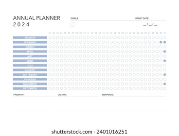 Year challenge plan, minimalistic planner printable, digital template. to do list. printable planner, digital planner. A4 and letter size. Vector template. EPS 10