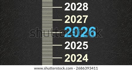 Year change scale, New Year 2026, timeline