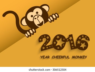 Year cheerful monkey, Happy new year 2016, Colorful design, Vector illustration Eps 10