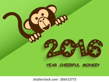 Year cheerful monkey, Happy new year 2016, Seasons Greetings, Vector illustration Eps 10