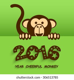 Year cheerful monkey, Happy new year 2016, Colorful design, Vector illustration Eps 10