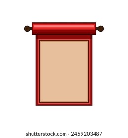 year chinese scroll cartoon. cny golden, paper banner, asia vintage year chinese scroll sign. isolated symbol vector illustration