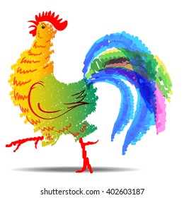 the year of the cock according to the Chinese calendar made in vector
