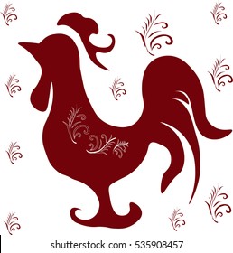year of cock, icon, new year, plumelet, decorative