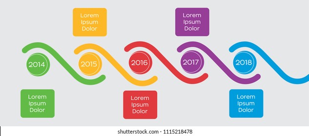 Year colourful timeline infographic in vector graphics