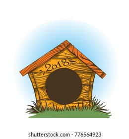 Year of the dog 2018. Doghouse. Vector illustration isolated on white background.