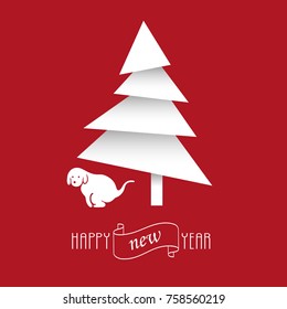 Year of dog 2018, funny new year card. Vector illustration,template for web and typography design. New Year Eve greeting card