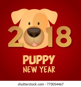 Year of the Dog 2018. Puppy new year. Chinese happy new year design
