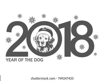 Year of the Dog 2018. template New Year's design on the Chinese calendar.