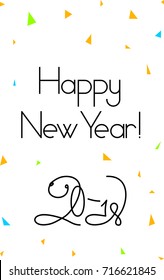 Year of the Dog. 2018 year. Vector illustration. Image of a dog in one line. Happy New Year 2018 background decoration. Greeting card design template