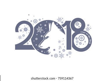 Year of the Dog 2018. Vector template New Year's design on the Chinese calendar. 