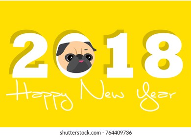Year of the Dog 2018 vector template for design of flyer,