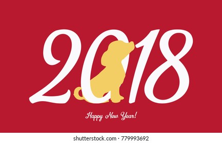 Year of the Dog 2018. Year of the yellow dog. Template New Year's design on the Chinese calendar.