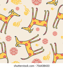 The year of the dog. Seamless pattern. The Chinese New year. the background paper. Christmas vector.
