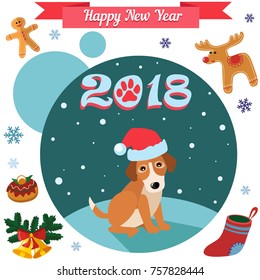 Year of the dog. Vector. Decorative elements for the New Year celebrations.