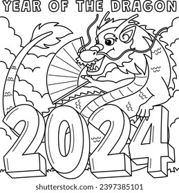 Year of the Dragon 2024 Coloring Page for Kids