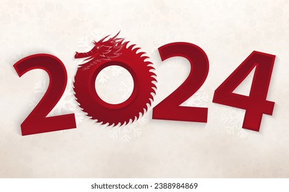 Year of the Dragon 2024, Happy lunar new year 2024 card template. Vector illustration.