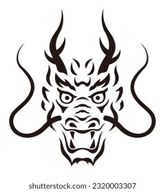 Year Of The Dragon Black And White Vector Zodiac Symbol Isolated On A White Background. 