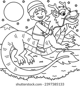 Niño dragón montando un dragón colorido 