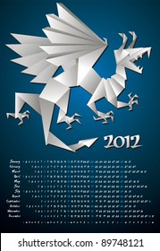 year dragon, calendar 2012, vector illustration