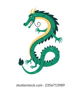Year of Dragon. Chinese. Green Dragon Vector Illustration