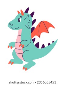 Year of Dragon, Chinese Happy New Year 2024. China lunar calendar animal. Cute carton dragon on white background.