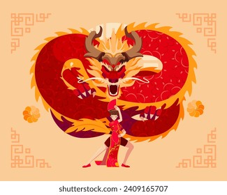 Year of The Dragon Chinese Zodiac. Happy Lunar or Chinese New Year Background