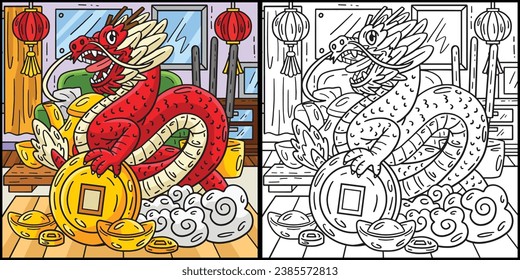 Year of the Dragon Cloud Coin Base Illustration