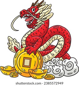 Year of the Dragon Cloud and Coin Base Clipart