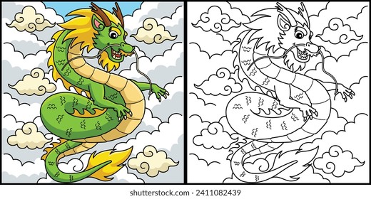 Year of the Dragon with Clouds Illustration