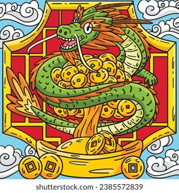 Caricatura de color del año de la moneda de dragón 