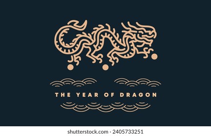 Year of the Dragon Geometric vector flat modern style Imlek or Lunar New Year background banner