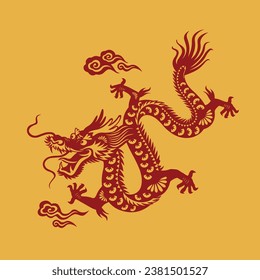 Year of Dragon in Gold and Red