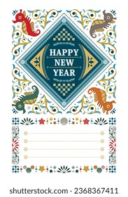Year of the dragon illustration new year's card greeting post card design