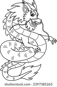 Year of the Dragon Isolated Coloring Page for Kids