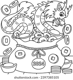 Year of the Dragon Money Coloring Page for Kids